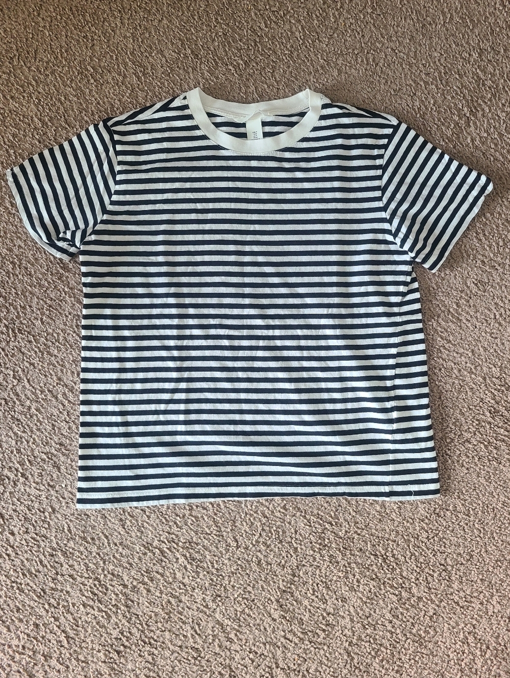 H&M Striped Shirt Black and White Short Sleeves Crew Neck 100% Cotton